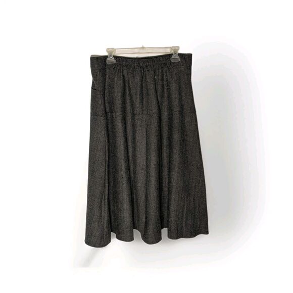IDEALSANXUN Women's Black White A-Line Skirt XL Wool Blend Herringbone Lined - Picture 5 of 9